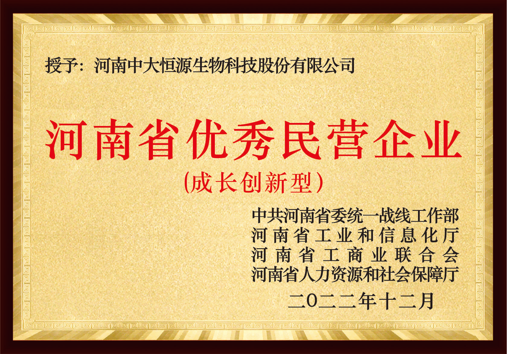 河南省優(yōu)秀民營企業(yè)